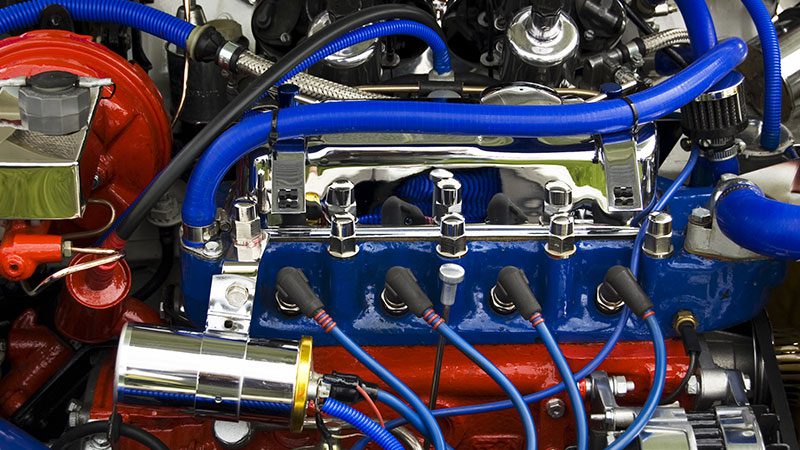 close-up of an automotive engine