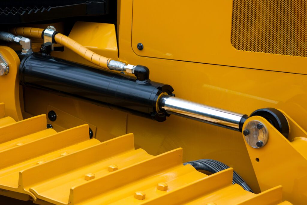 Hydraulic cylinder on construction machinery.